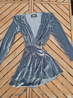 Reformation Slate Blue Velvet Dress